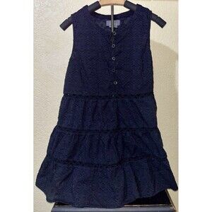 ANTHROPOLOGIE Ismene Tiered Tunic Cutout Lace Black Tunic Dress Size Medium